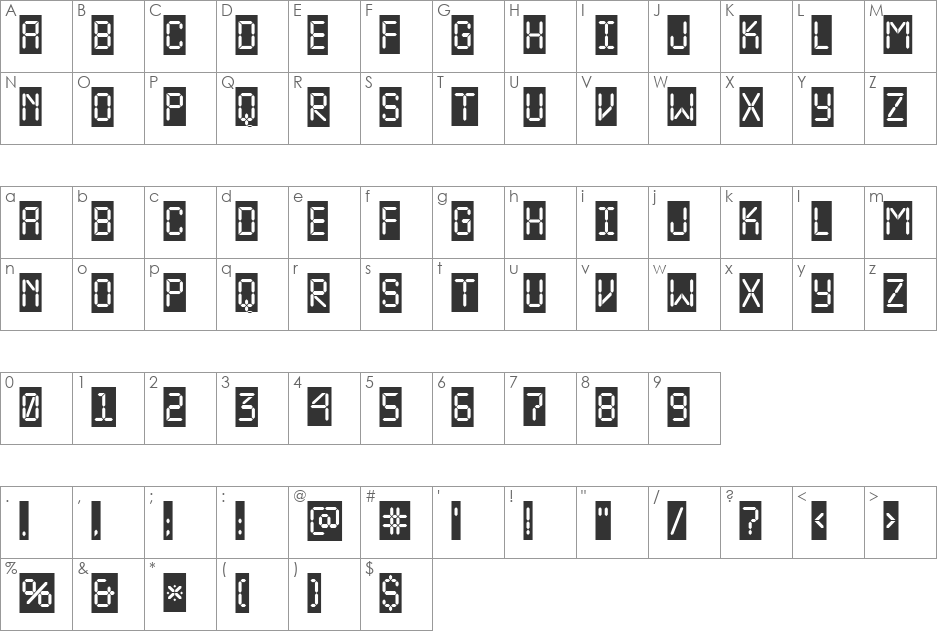 a_LCDNovaCm font character map preview