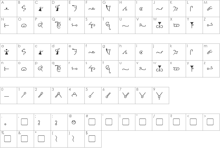 Olde Espruar font character map preview