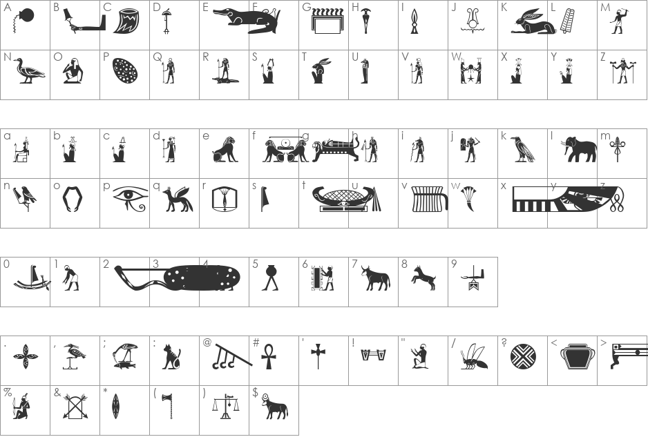 OldEgyptGlyphs font character map preview