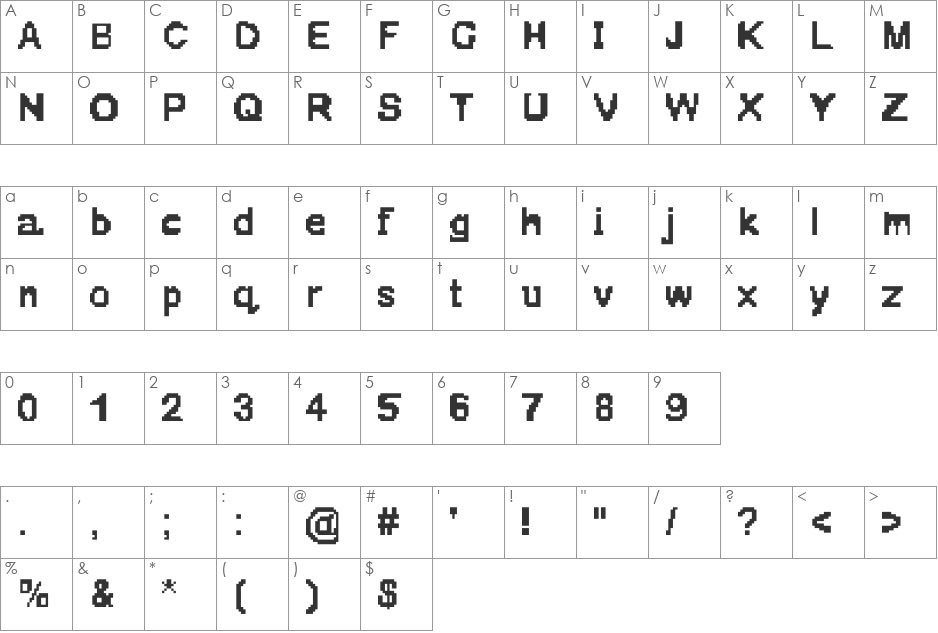 OldGameFatty font character map preview