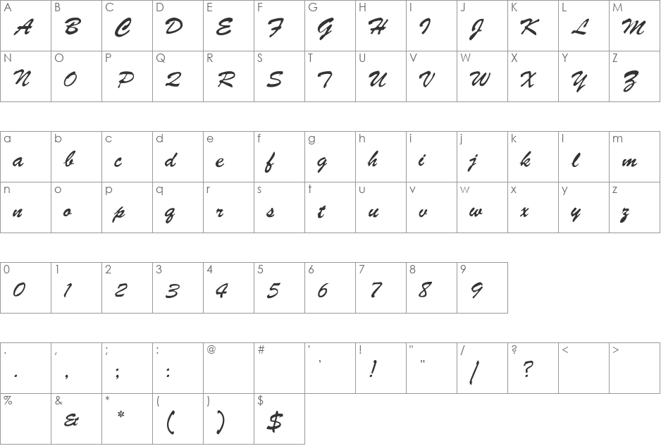 Oldie font character map preview