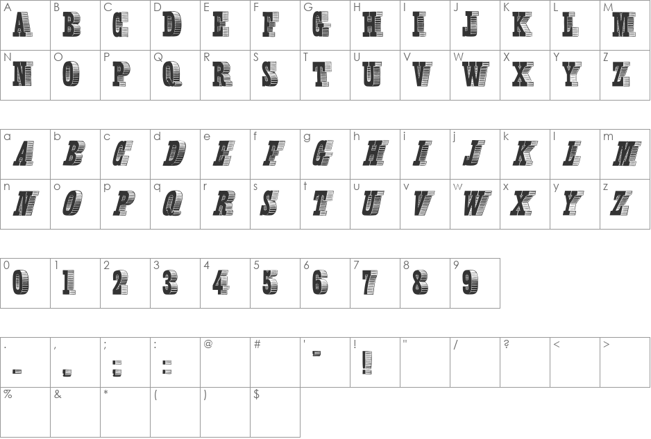 OldLettresOmbrees font character map preview