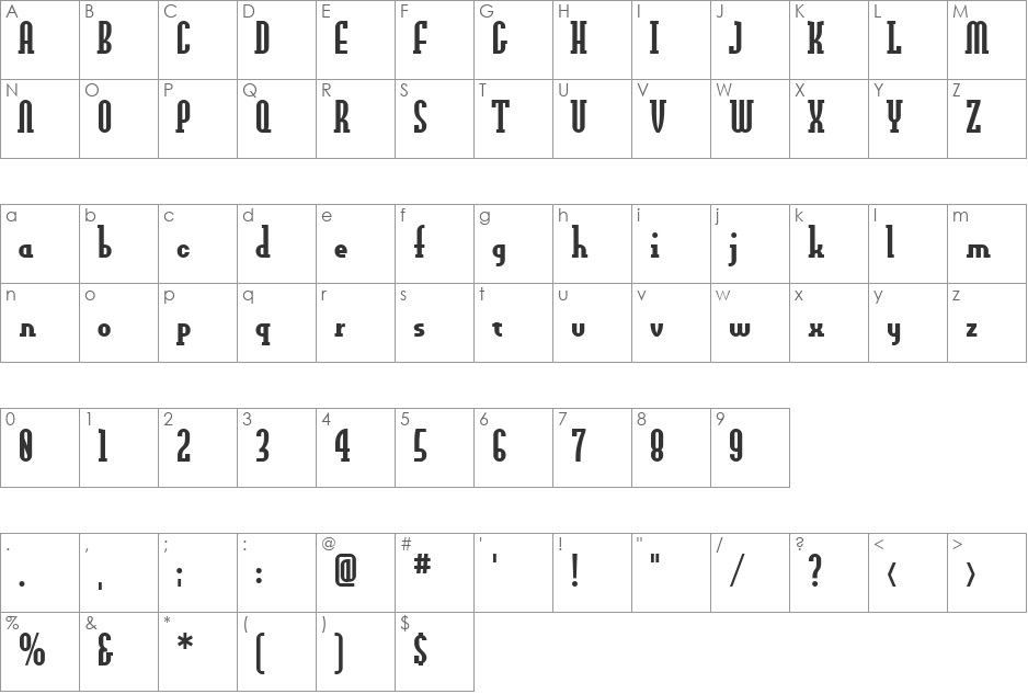OLDNEW font character map preview