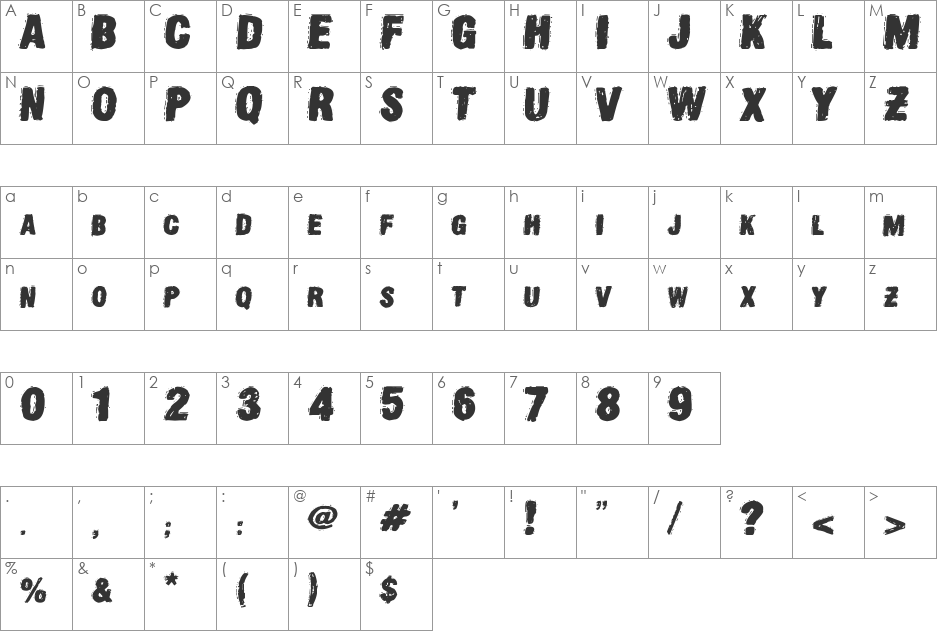 OldPress DSG font character map preview