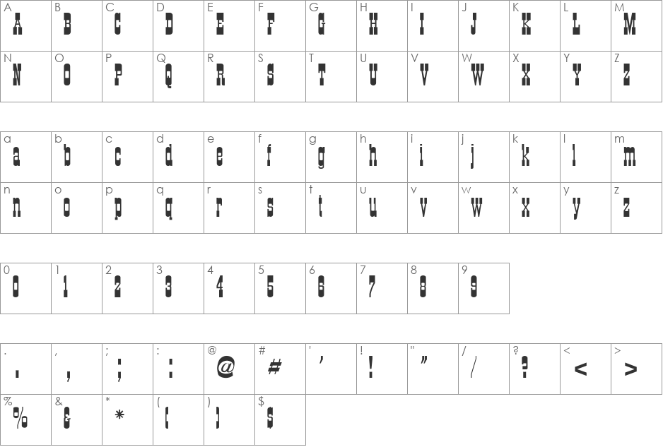 Oldwestern font character map preview