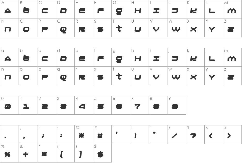 Oliray41 font character map preview