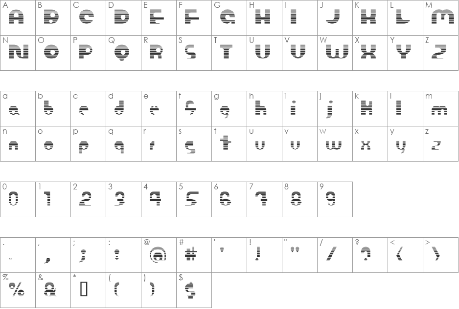 Ombre font character map preview