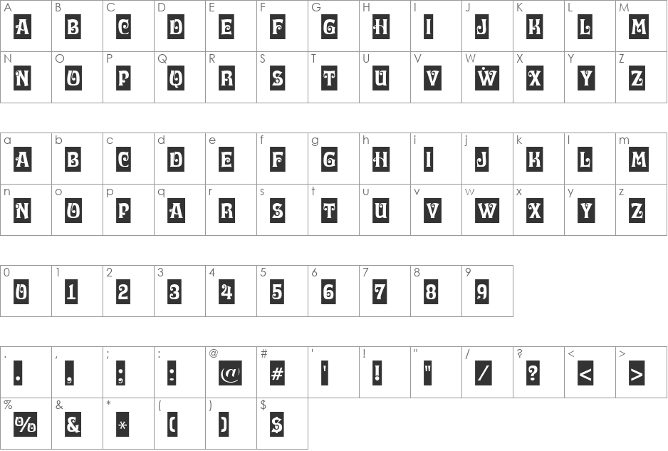 a_LuggerCm font character map preview