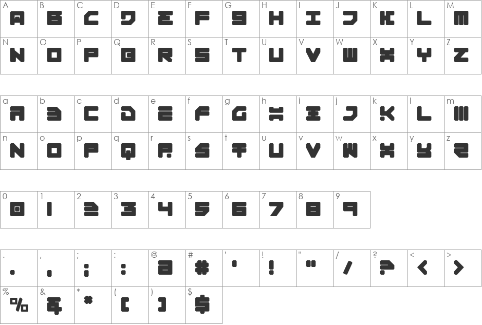 Omega-3 font character map preview