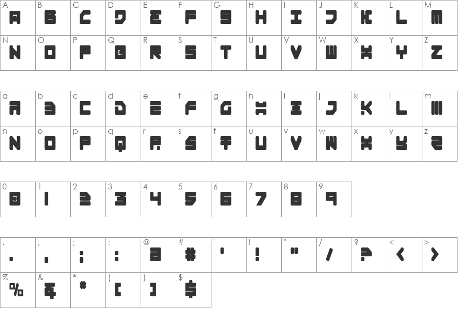 Omega-3 Condensed font character map preview