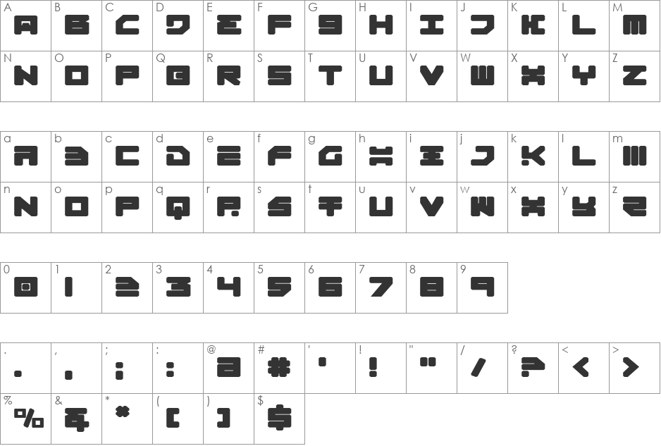 Omega-3 Expanded font character map preview