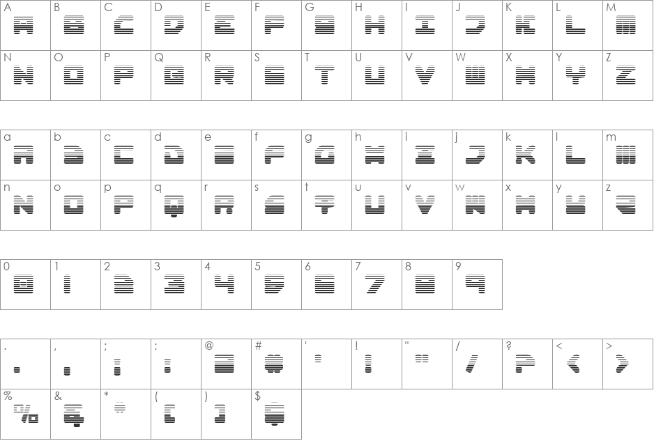 Omega-3 Gradient font character map preview