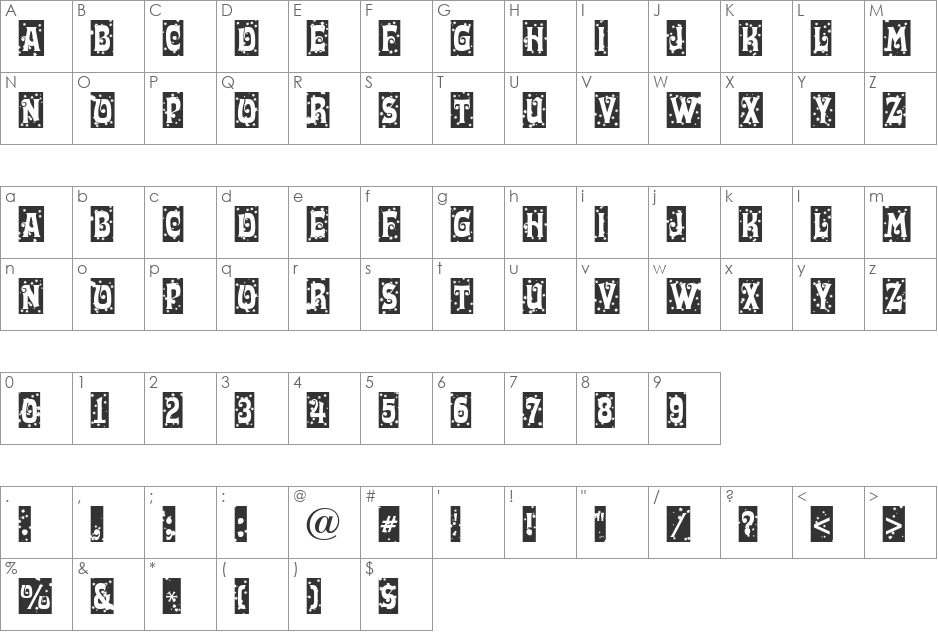 a_LuggerCmStNt font character map preview