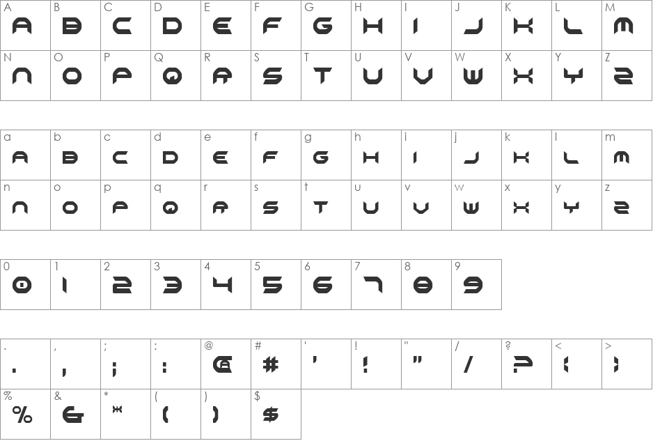 Omni Girl Condensed font character map preview