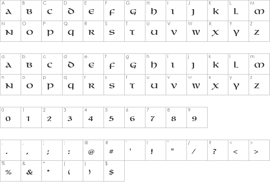 Omnia LT Std font character map preview