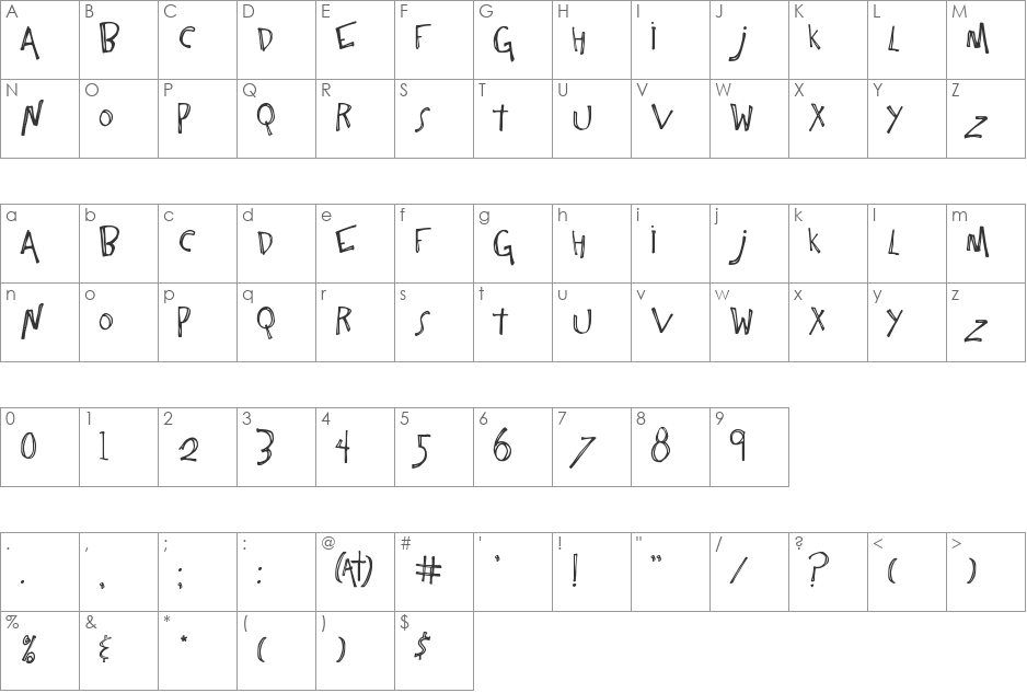 One Constant font character map preview