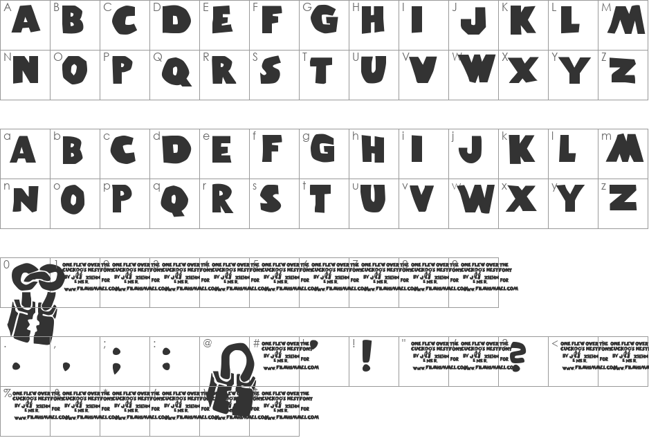 One Flew Over The Cuckoo's Nest font character map preview