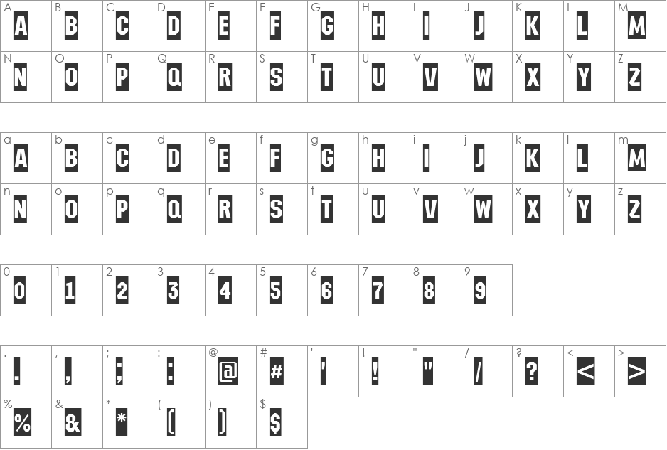a_MachinaNovaCm font character map preview