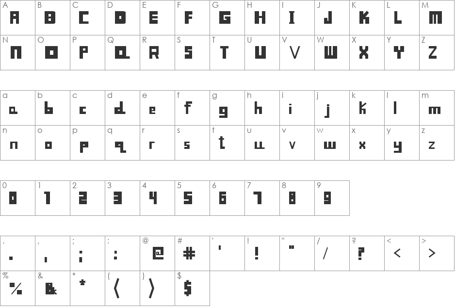 One of Pokemon Font font character map preview