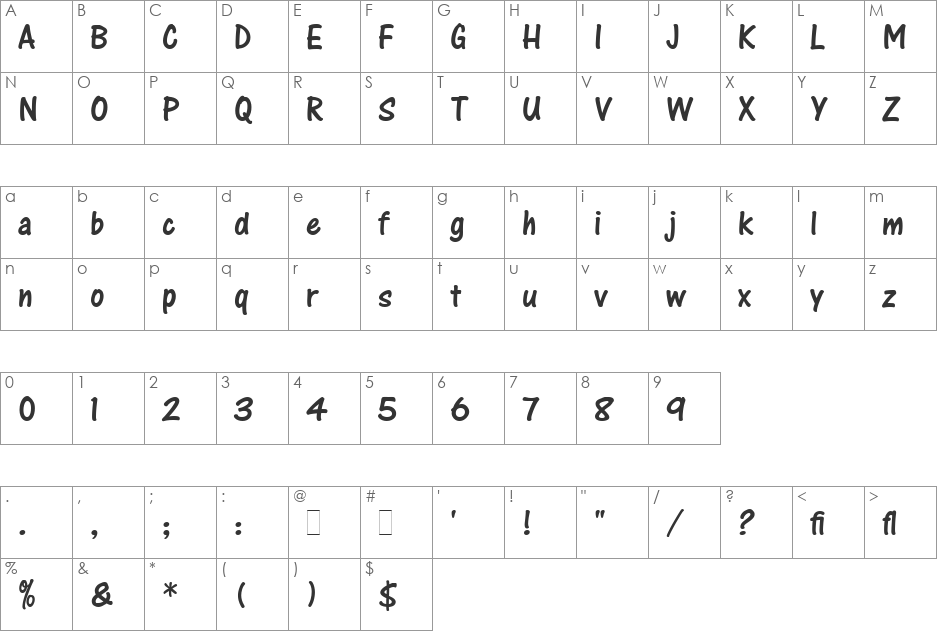 One Stroke Script LET font character map preview