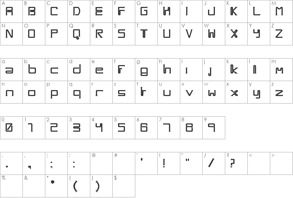 One Way font character map preview