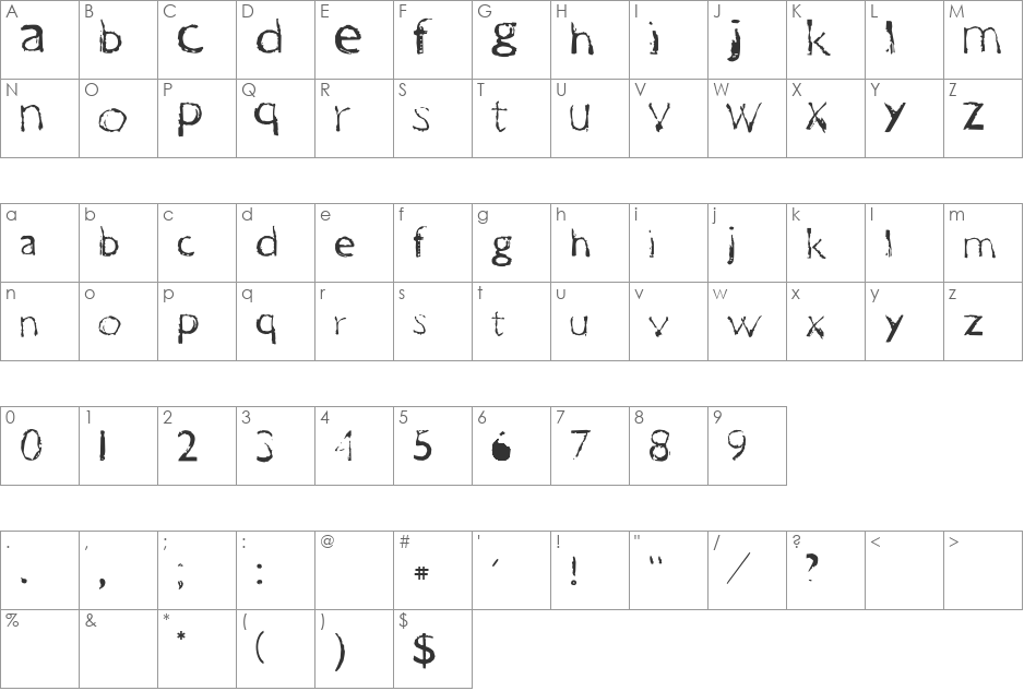 One Way font character map preview