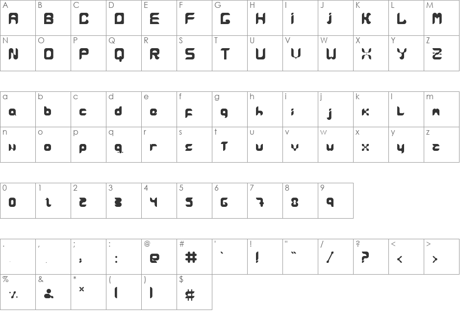 ONEbyRA font character map preview