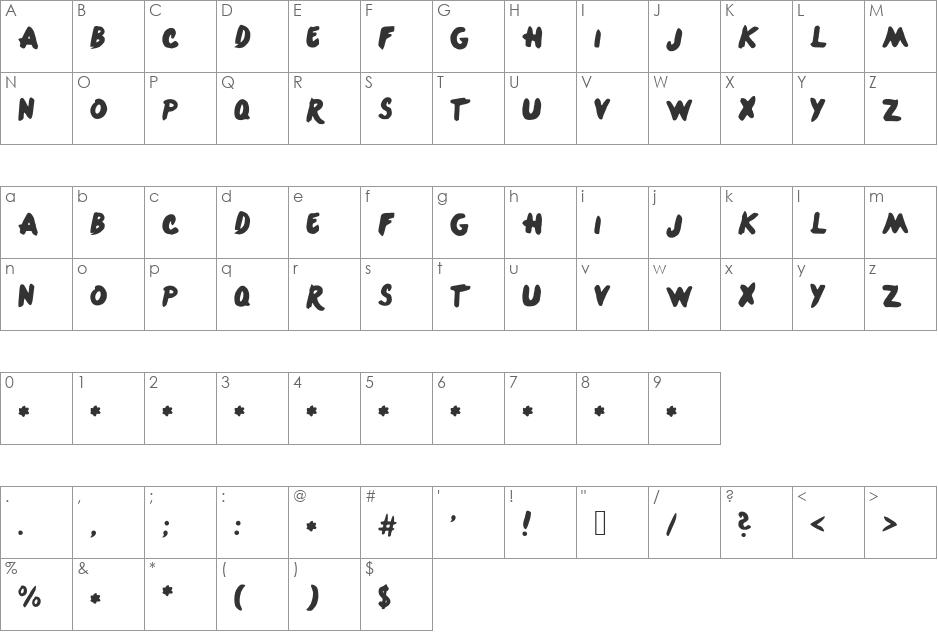 OneDirection font character map preview