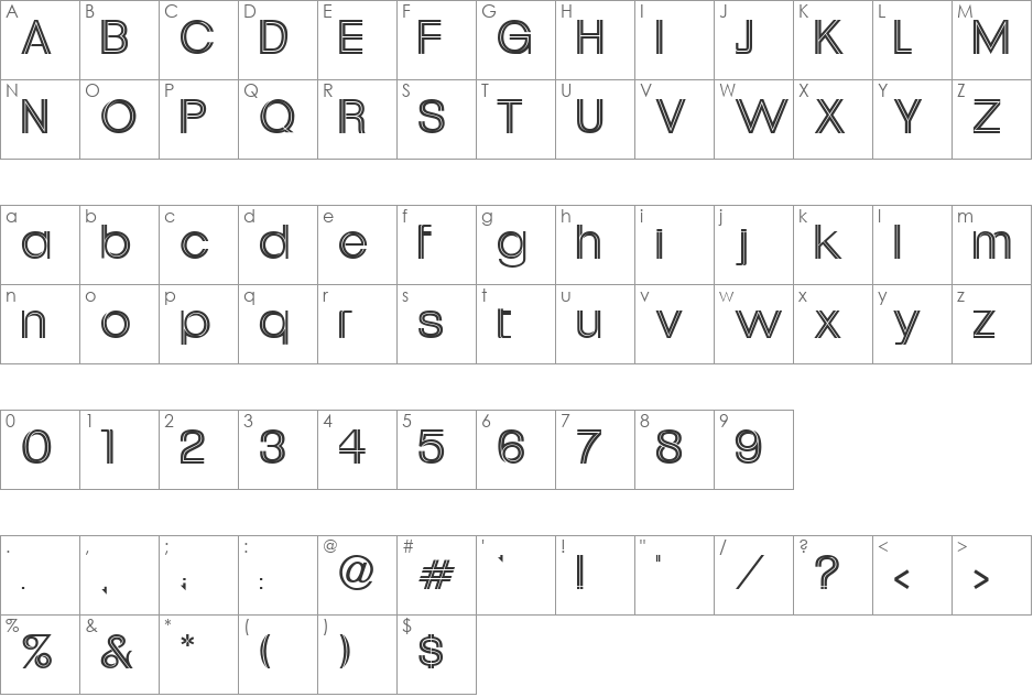 Oneil font character map preview
