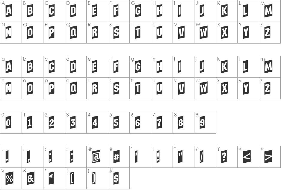 a_MachinaNovaCmUp font character map preview