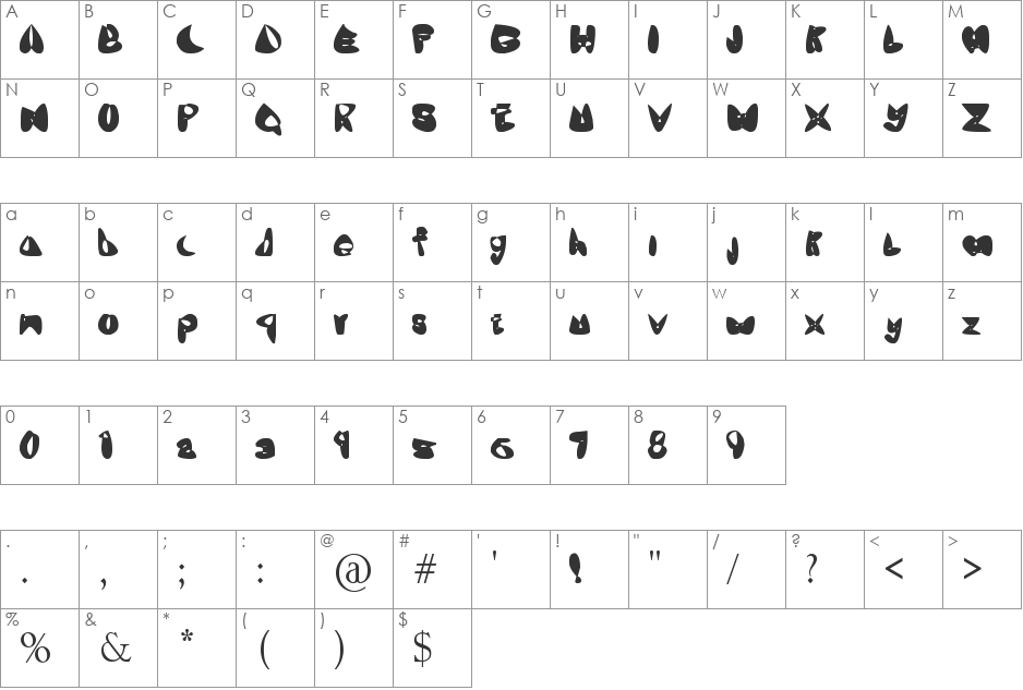OneLeash font character map preview