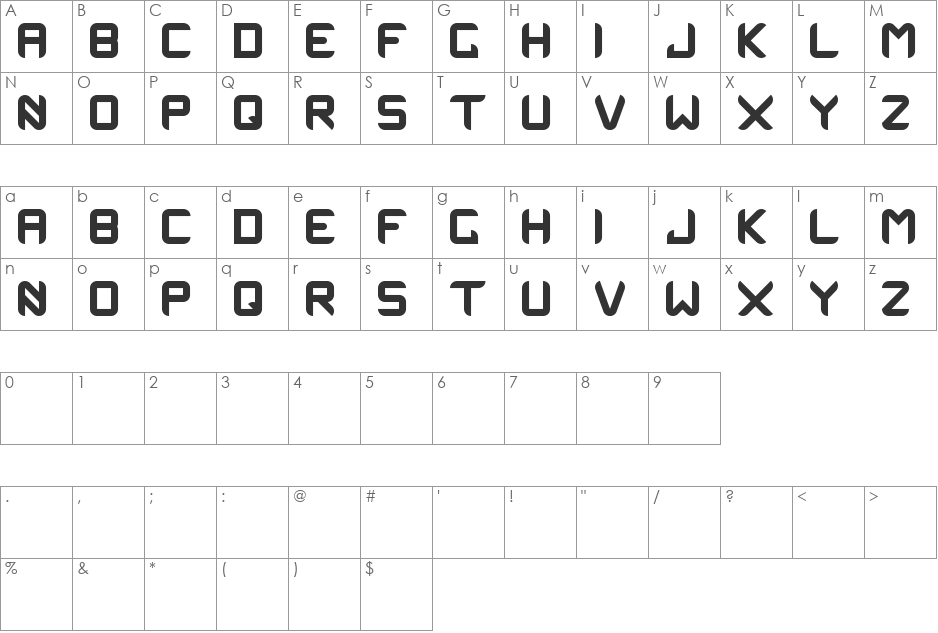 OneManArmy font character map preview