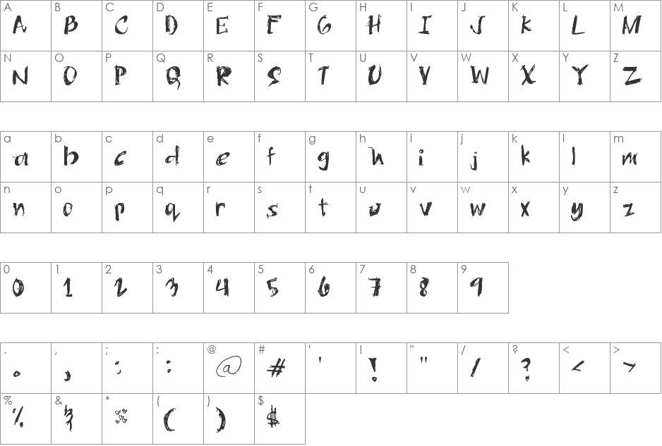 OneMiguel Shaded font character map preview