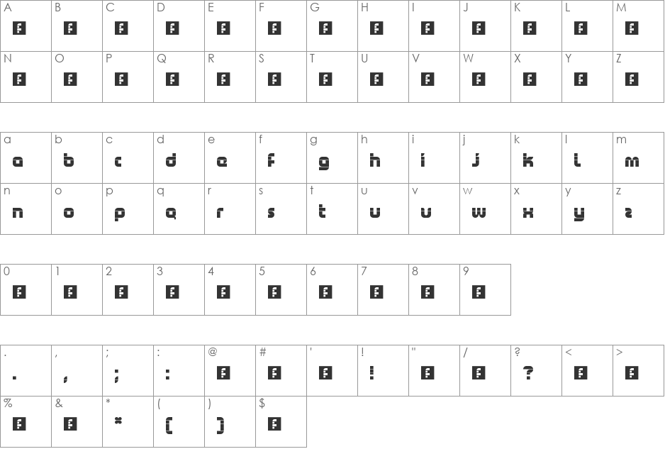 OneMoreClone font character map preview