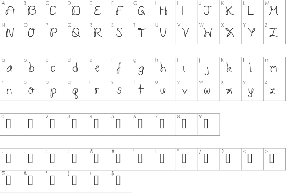 Onestroke font character map preview