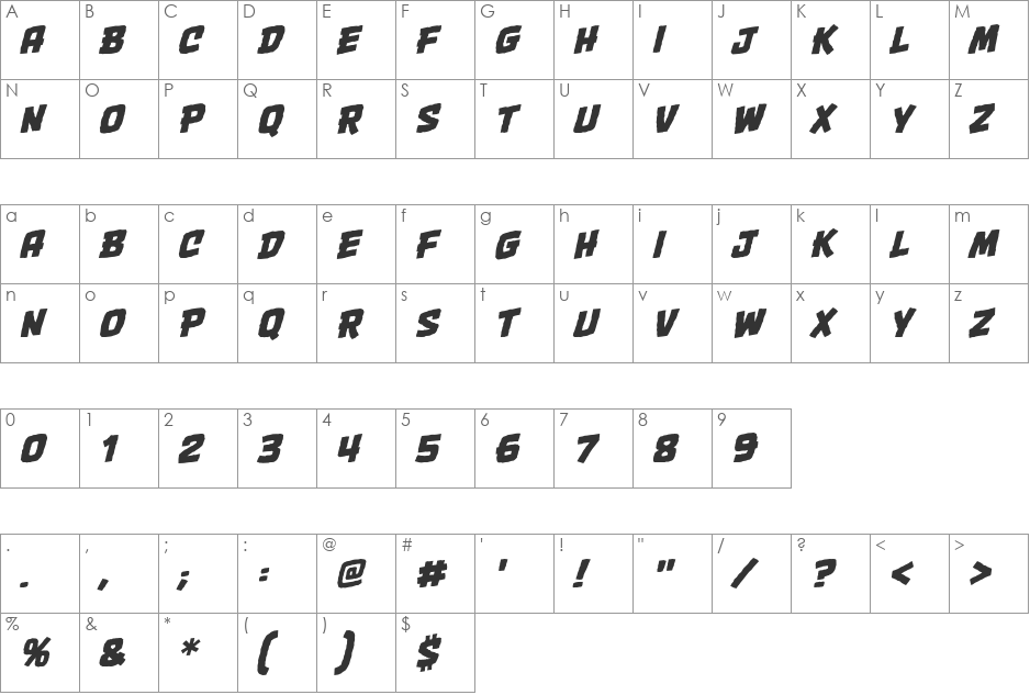 OneTwoPunch BB font character map preview