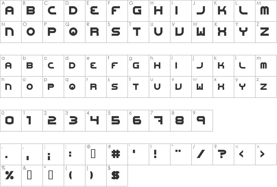 Oneworldonefuture font character map preview