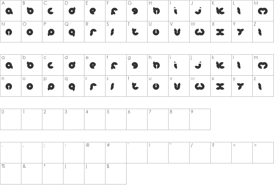 onion rings font character map preview