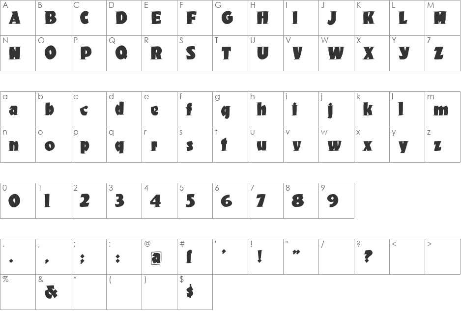 OnKochsRoots font character map preview