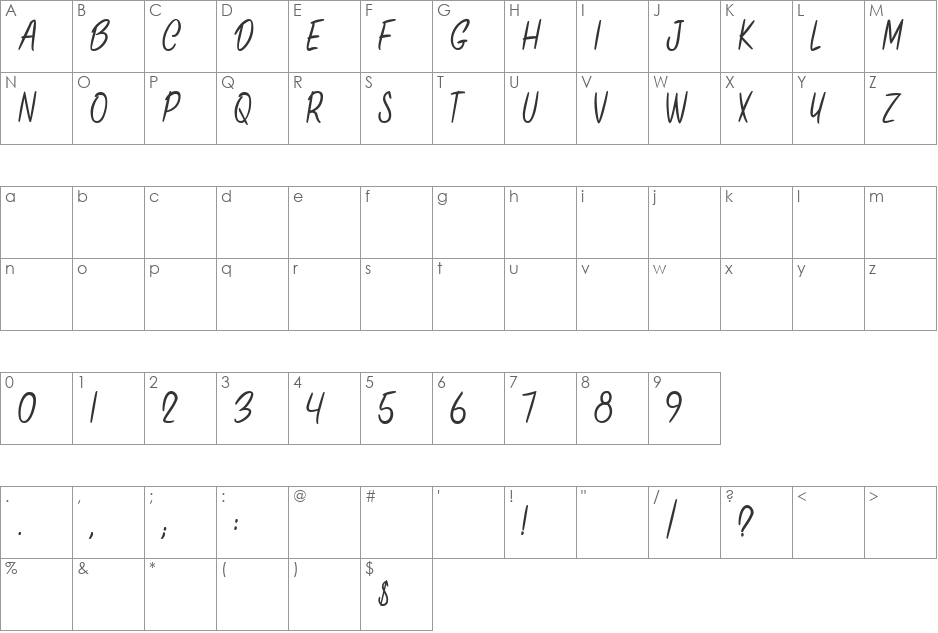 ONLY IN THIS CASE font character map preview