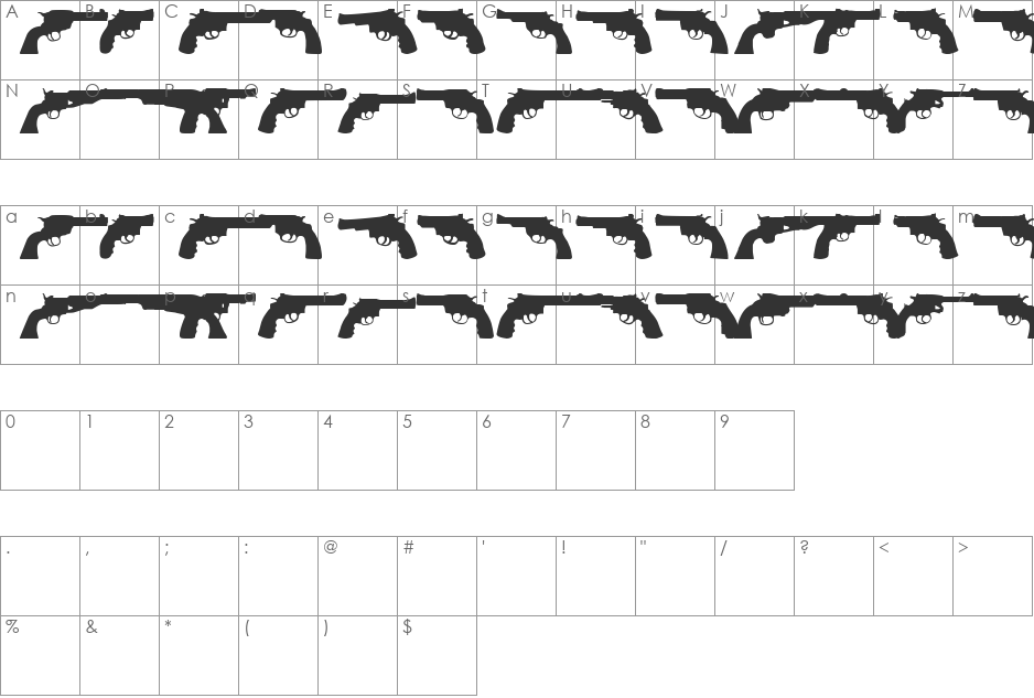 only revolver tfb font character map preview