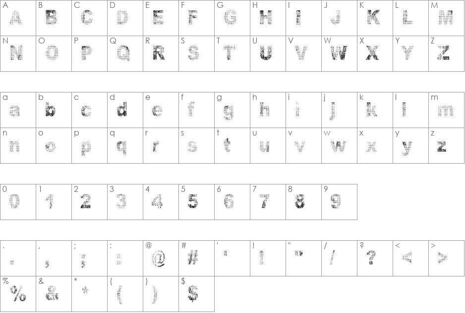 Onnenmyyra font character map preview