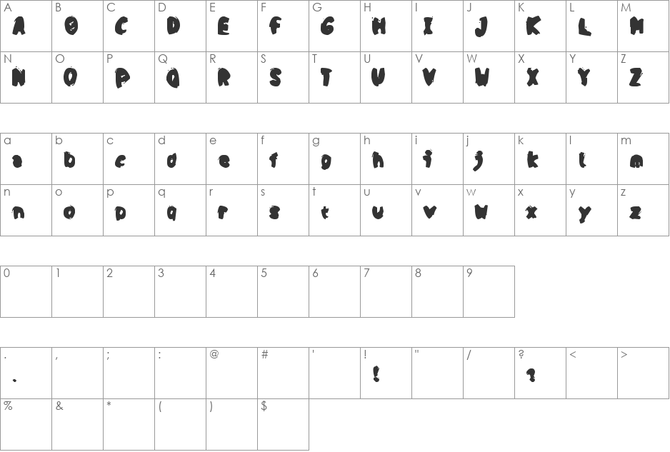 Opa Puk font character map preview