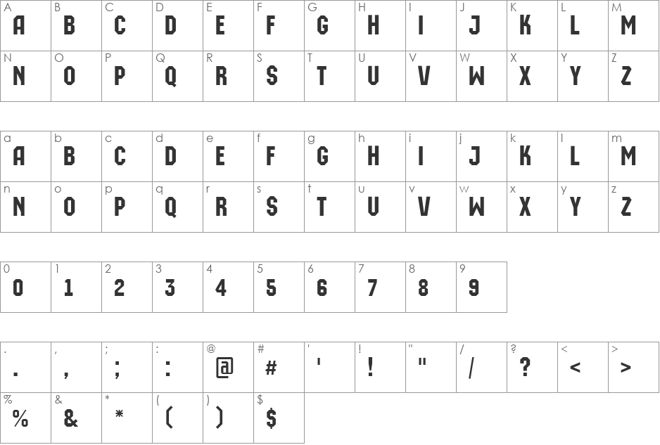 a_MachinaOrto font character map preview