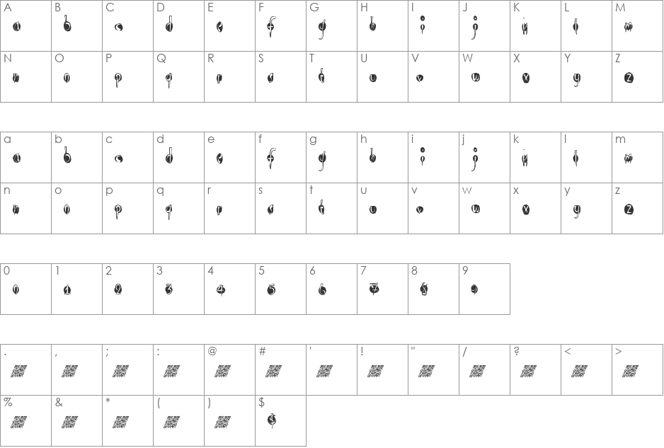 OpenLounge font character map preview