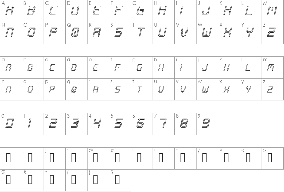 OpenMind font character map preview
