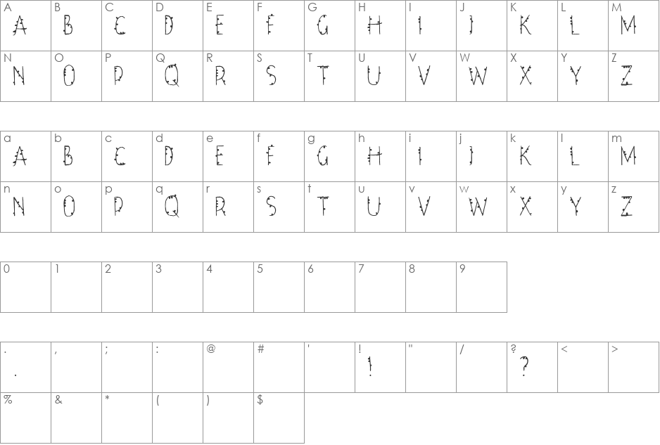 Opera Eww font character map preview