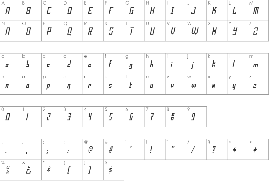 Operational Amplifier font character map preview