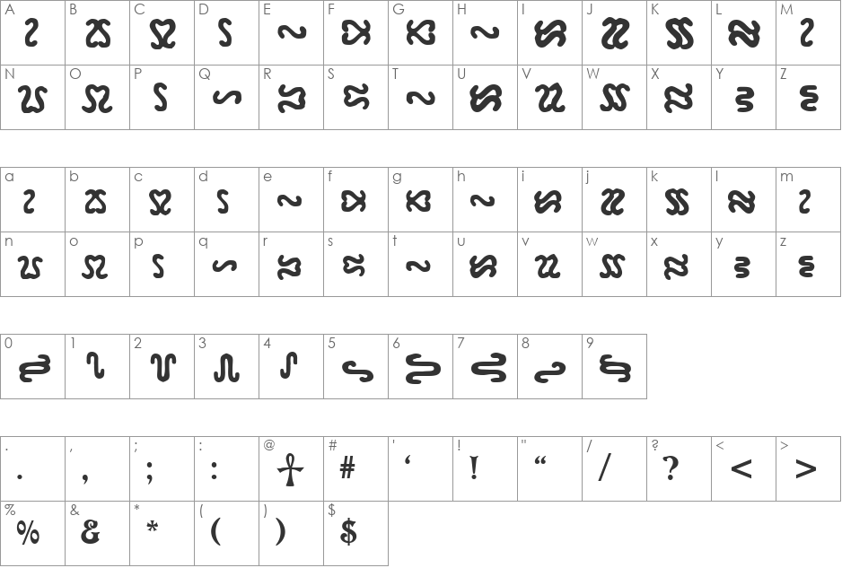 Ophidean Runes font character map preview