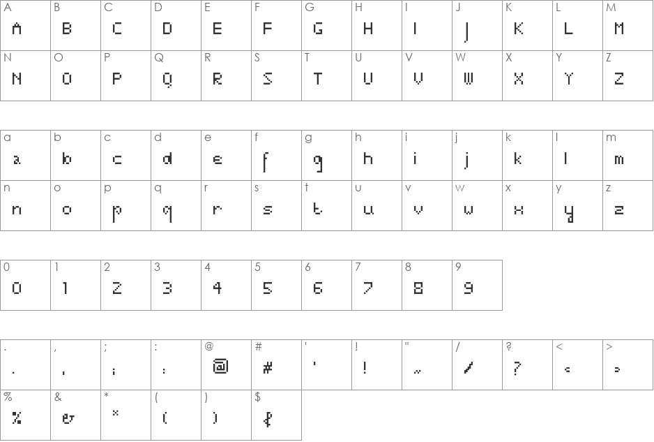Opirus OPIK font character map preview